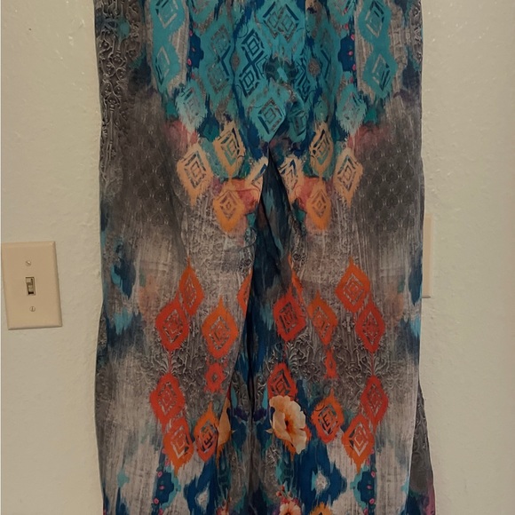 Women’s mixed boho print modal pull on wide leg pants size medium - Picture 2 of 7